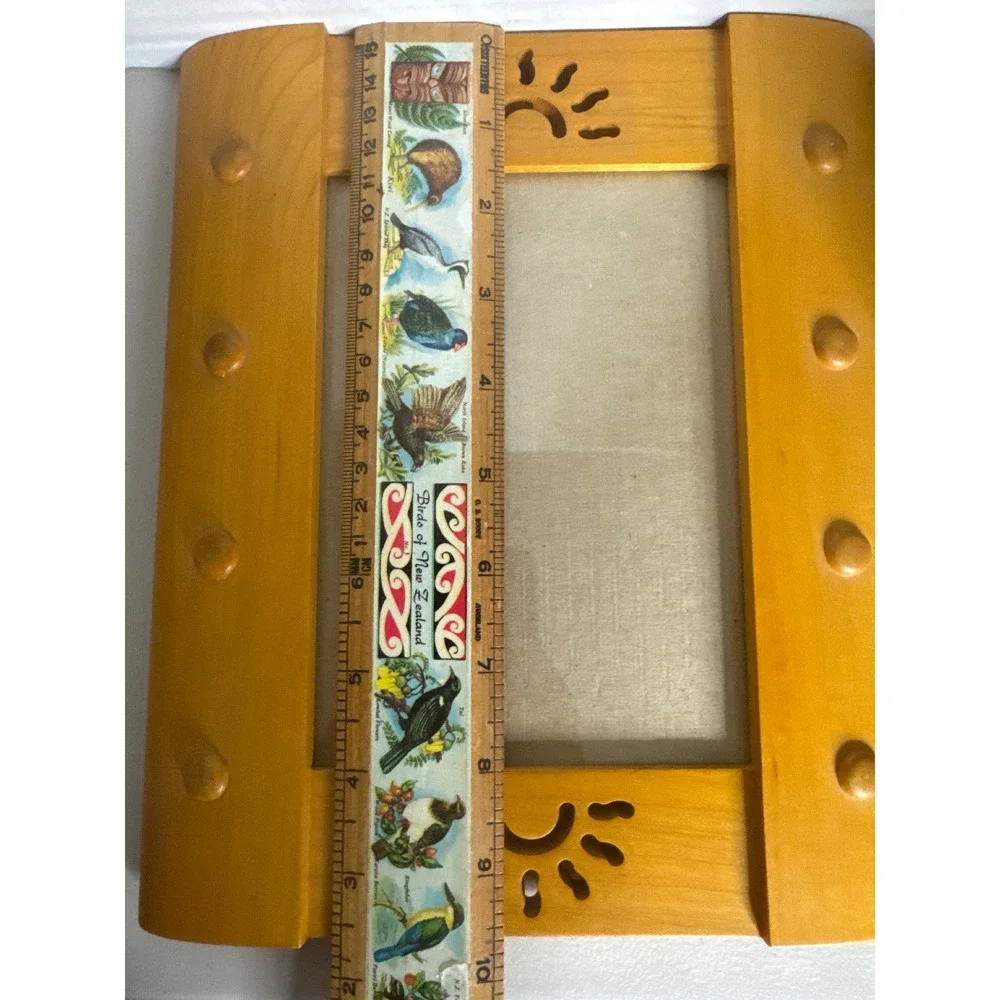 Vintage 1993 Terragrafics Wood Sun Celestial Picture Frame Boho 8x10 Honey Brown
